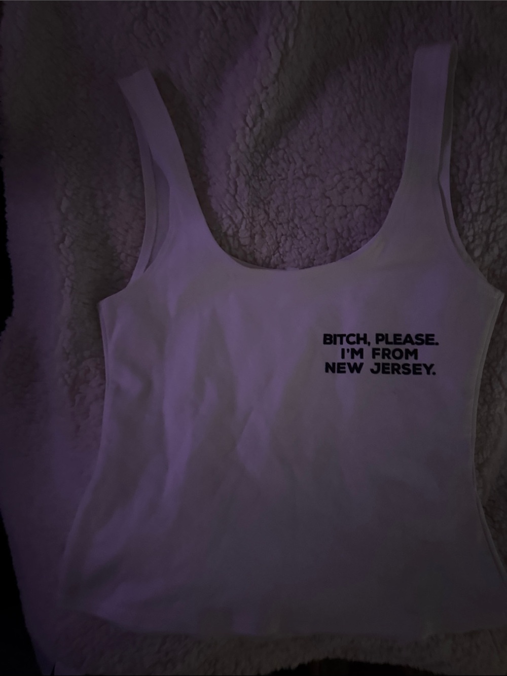 Timing White Tank Top with Black Text Graphic